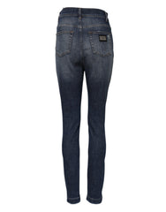 Dolce & Gabbana Blaue High-Waisted Jeans aus gewaschener Baumwolle