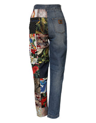 Dolce & Gabbana Blauwe AMBER Patchwork Jeans met Hoge Taille