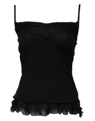 Scervino Street Zwart Wol Mouwloos Vierkante Hals Tanktop