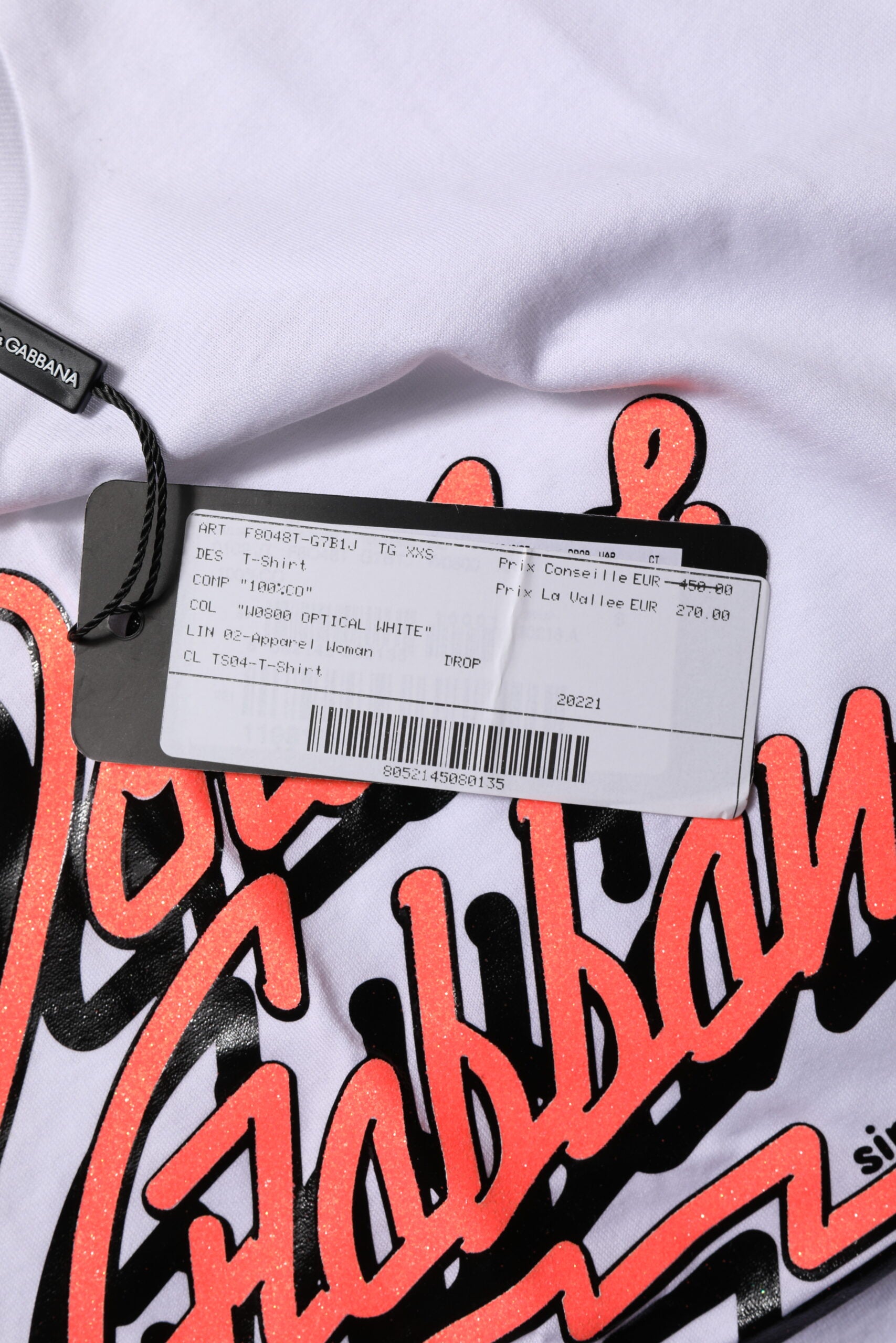 Dolce & Gabbana Weißes Baumwoll-T-Shirt mit Rundhalsausschnitt und Grafikdruck