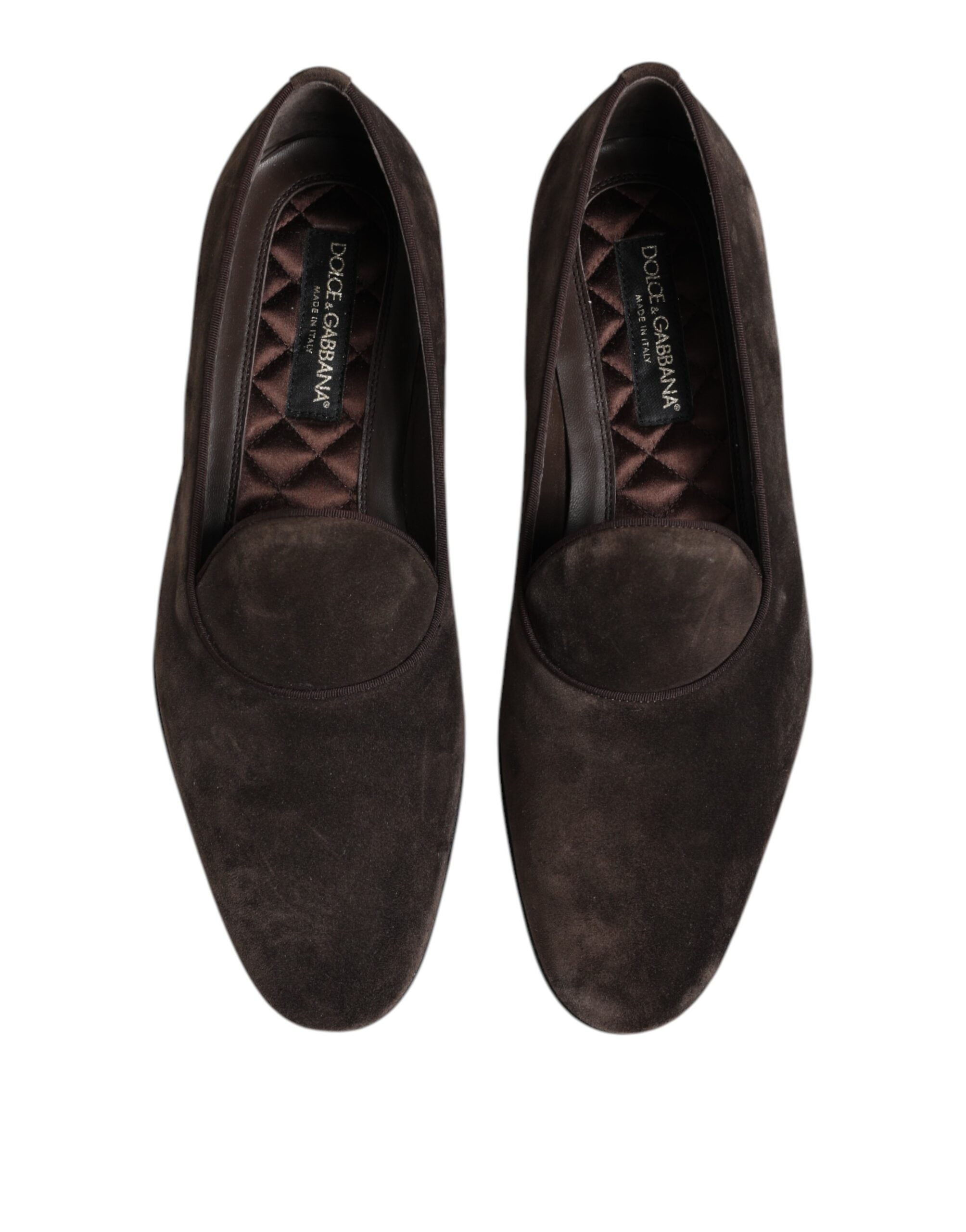 Dolce & Gabbana Braune Samtleder Slipper Loafer Schuhe