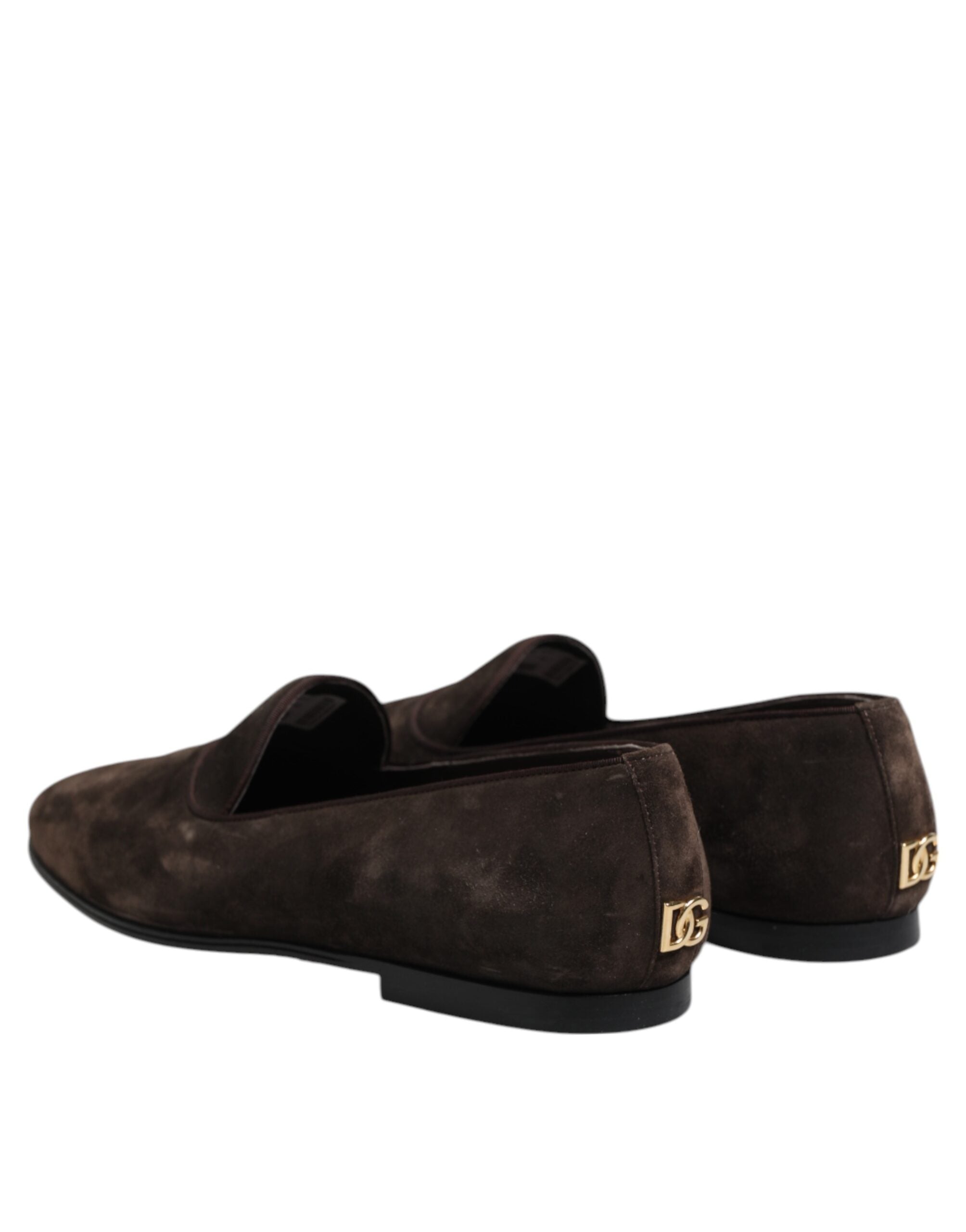 Dolce & Gabbana Braune Samtleder Slipper Loafer Schuhe