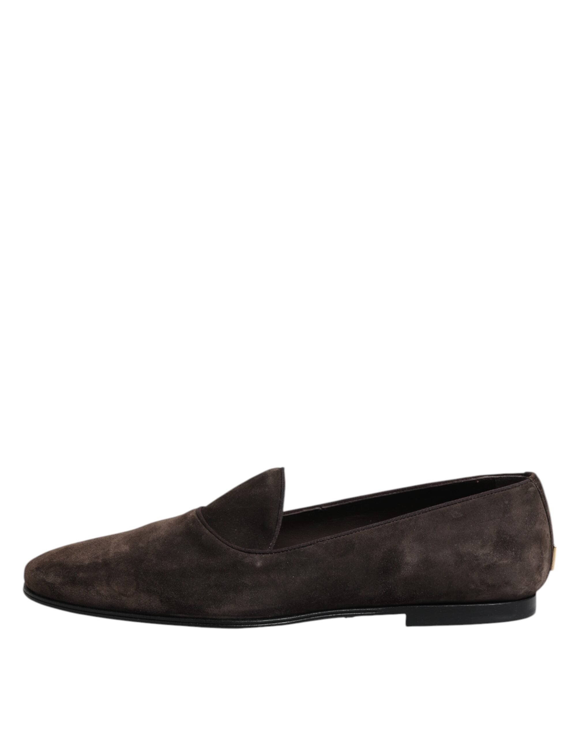 Dolce & Gabbana Braune Samtleder Slipper Loafer Schuhe