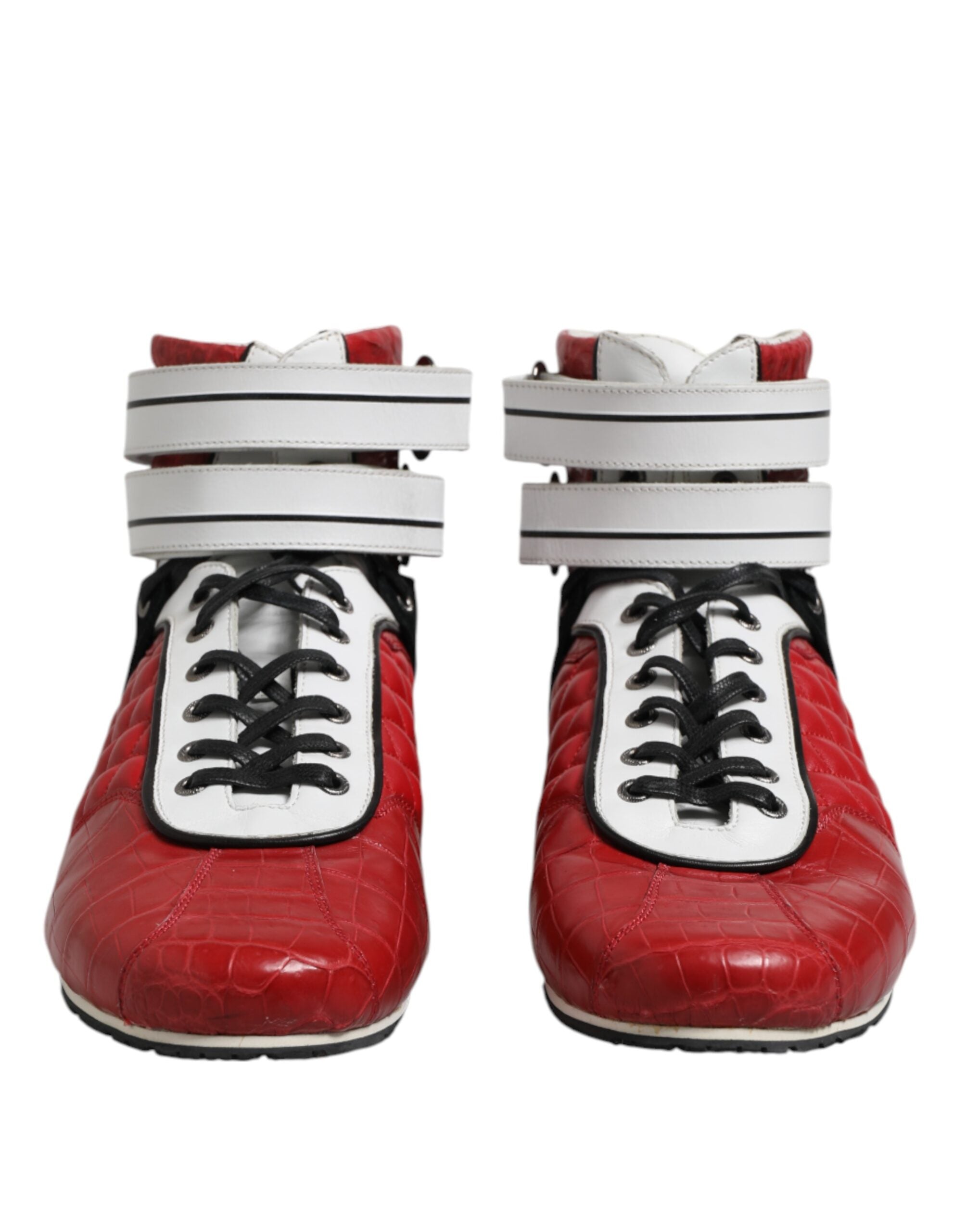 Dolce & Gabbana Rote gesteppte Leder-Schnürsneaker