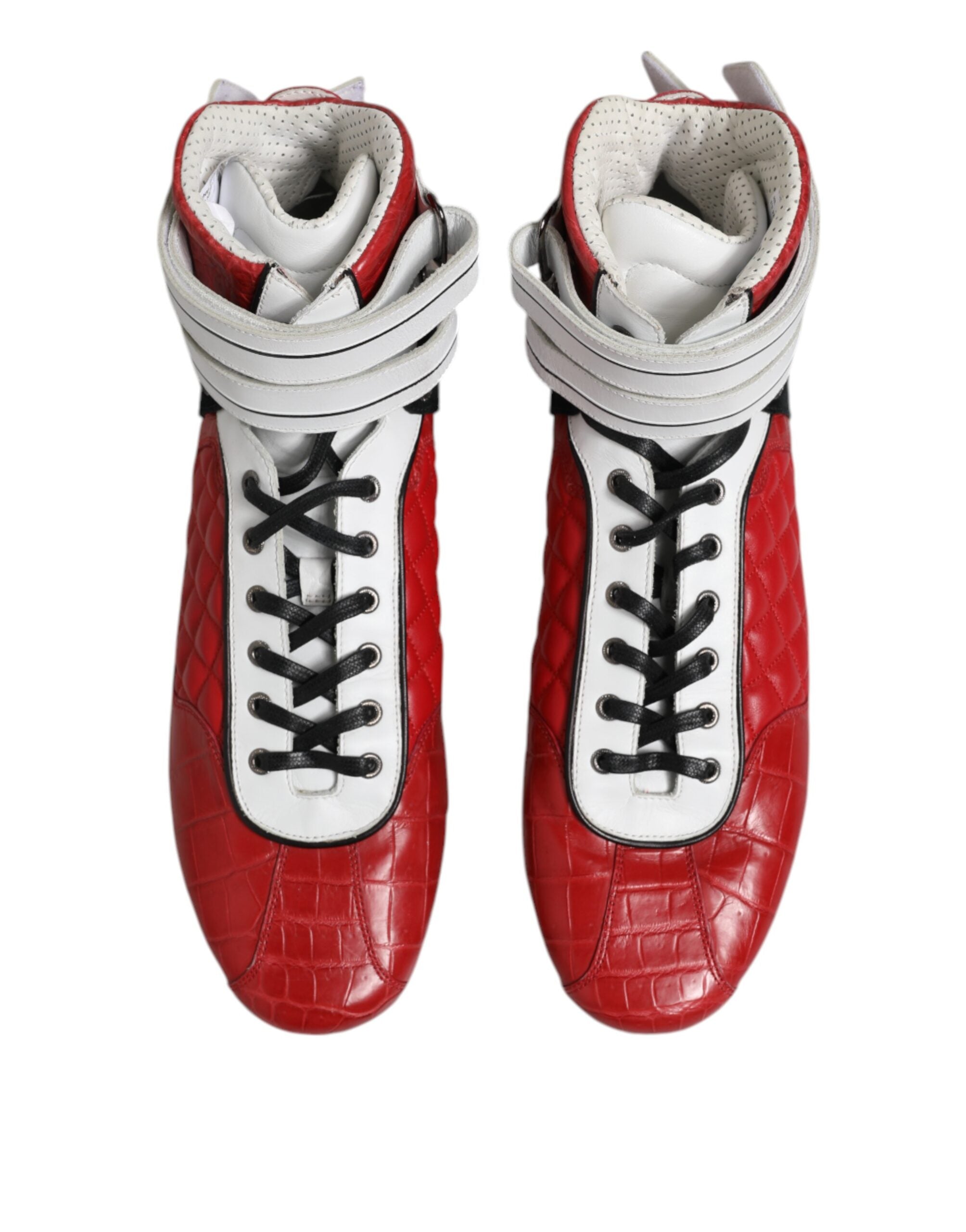 Dolce & Gabbana Rote gesteppte Leder-Schnürsneaker