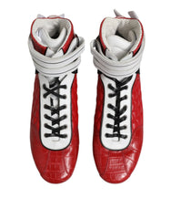 Dolce & Gabbana Rote gesteppte Leder-Schnürsneaker