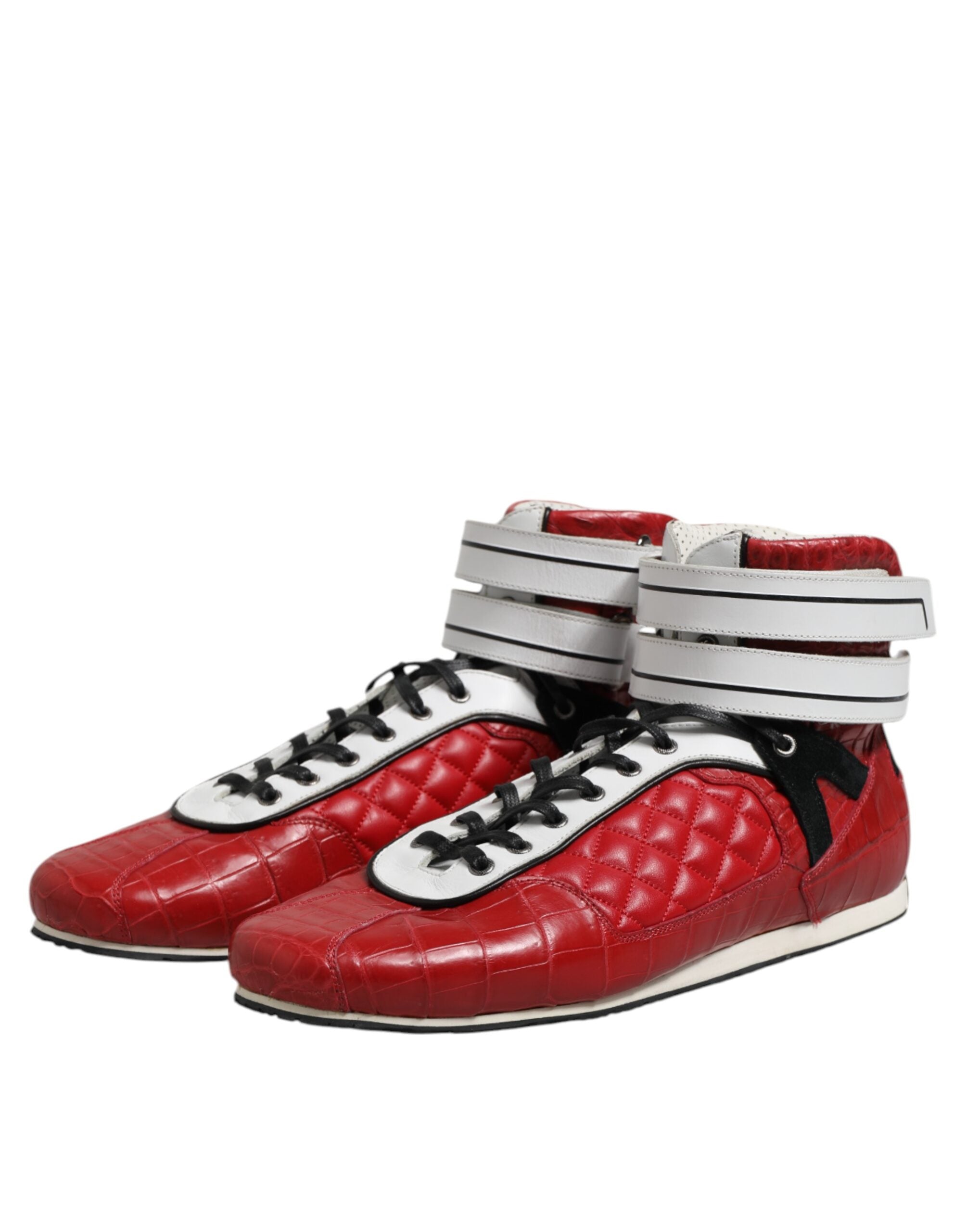 Dolce & Gabbana Rote gesteppte Leder-Schnürsneaker