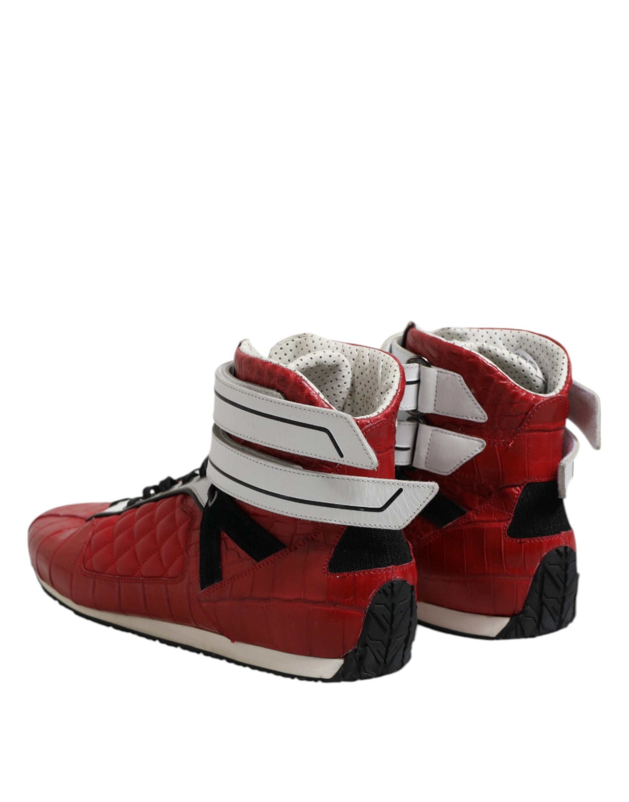 Dolce & Gabbana Rote gesteppte Leder-Schnürsneaker
