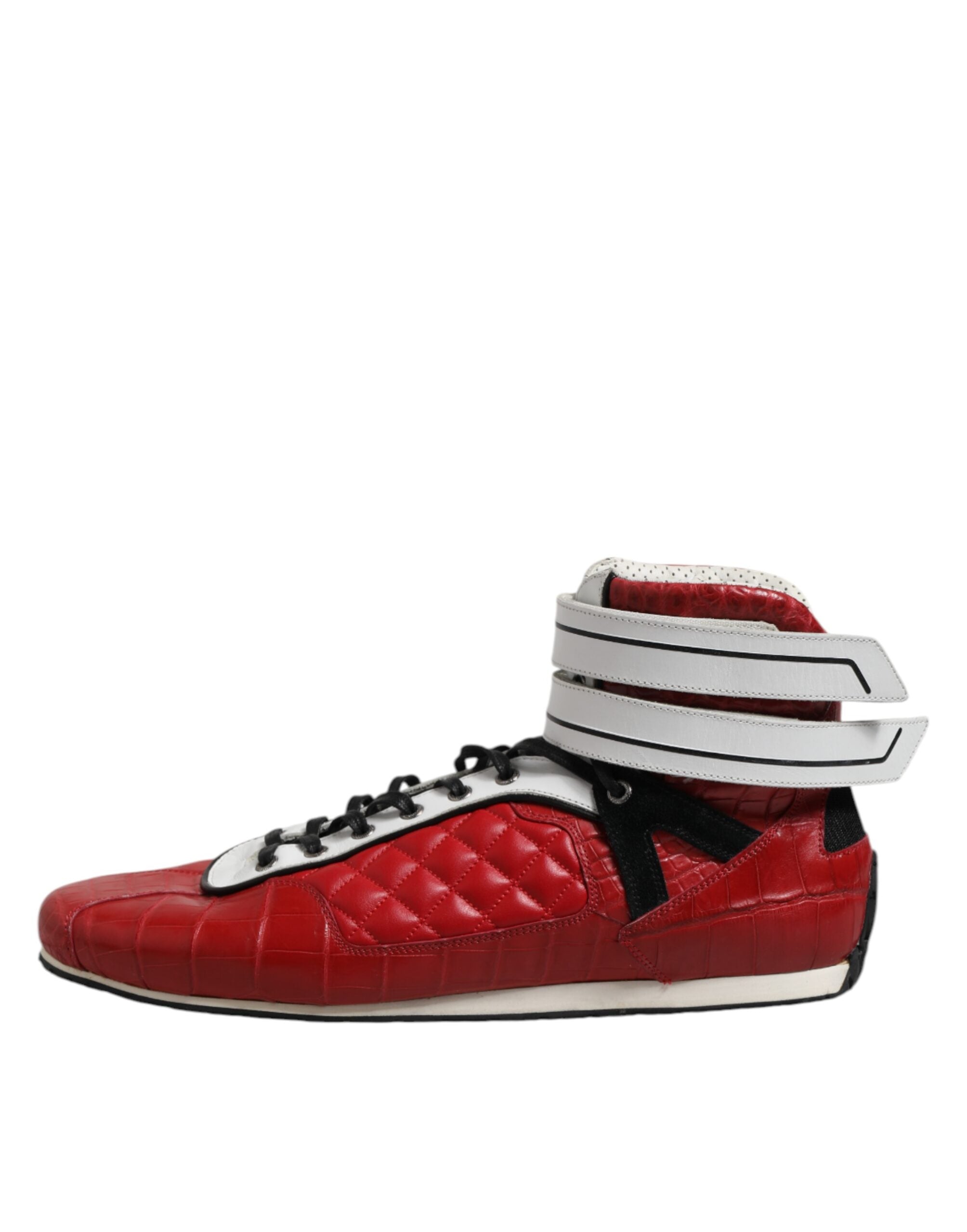 Dolce & Gabbana Rote gesteppte Leder-Schnürsneaker
