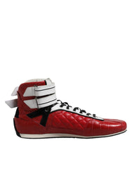 Dolce & Gabbana Rote gesteppte Leder-Schnürsneaker