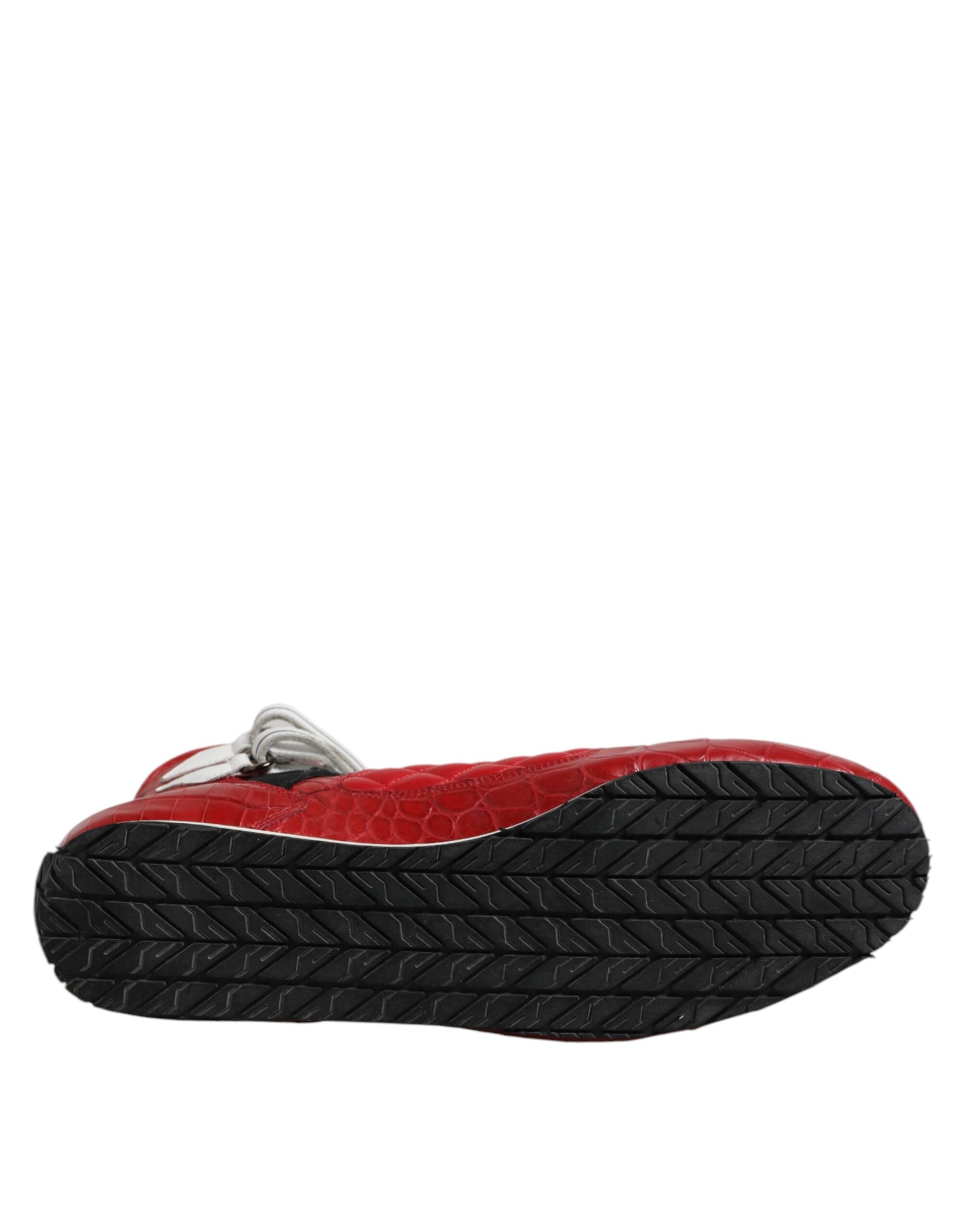 Dolce & Gabbana Rote gesteppte Leder-Schnürsneaker