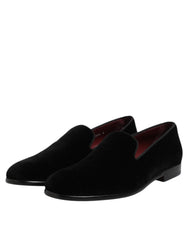 Dolce & Gabbana Schwarze Samt Slipper Formelle Schuhe