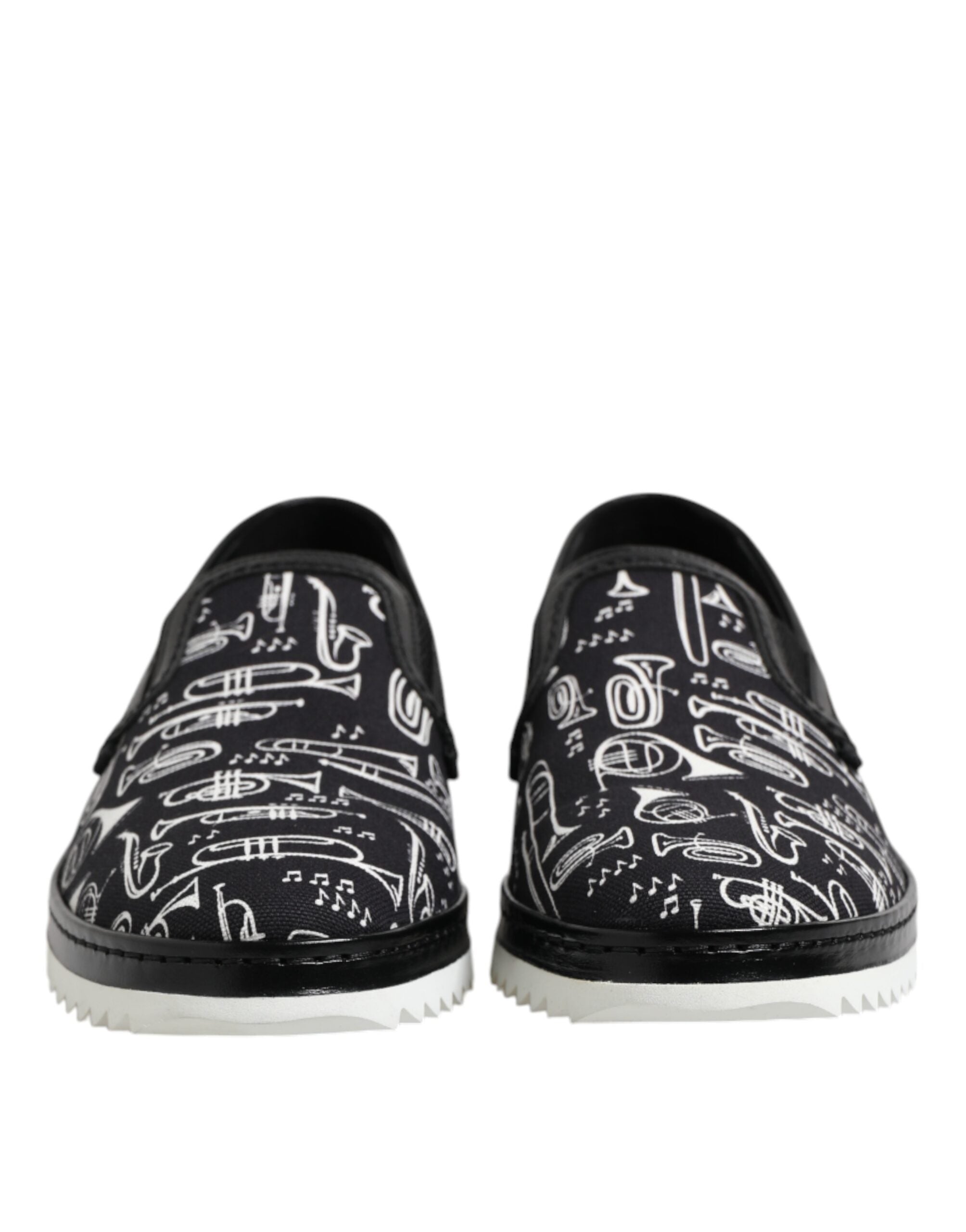 Dolce & Gabbana Schwarze bedruckte Herren-Slipper Loafer Schuhe