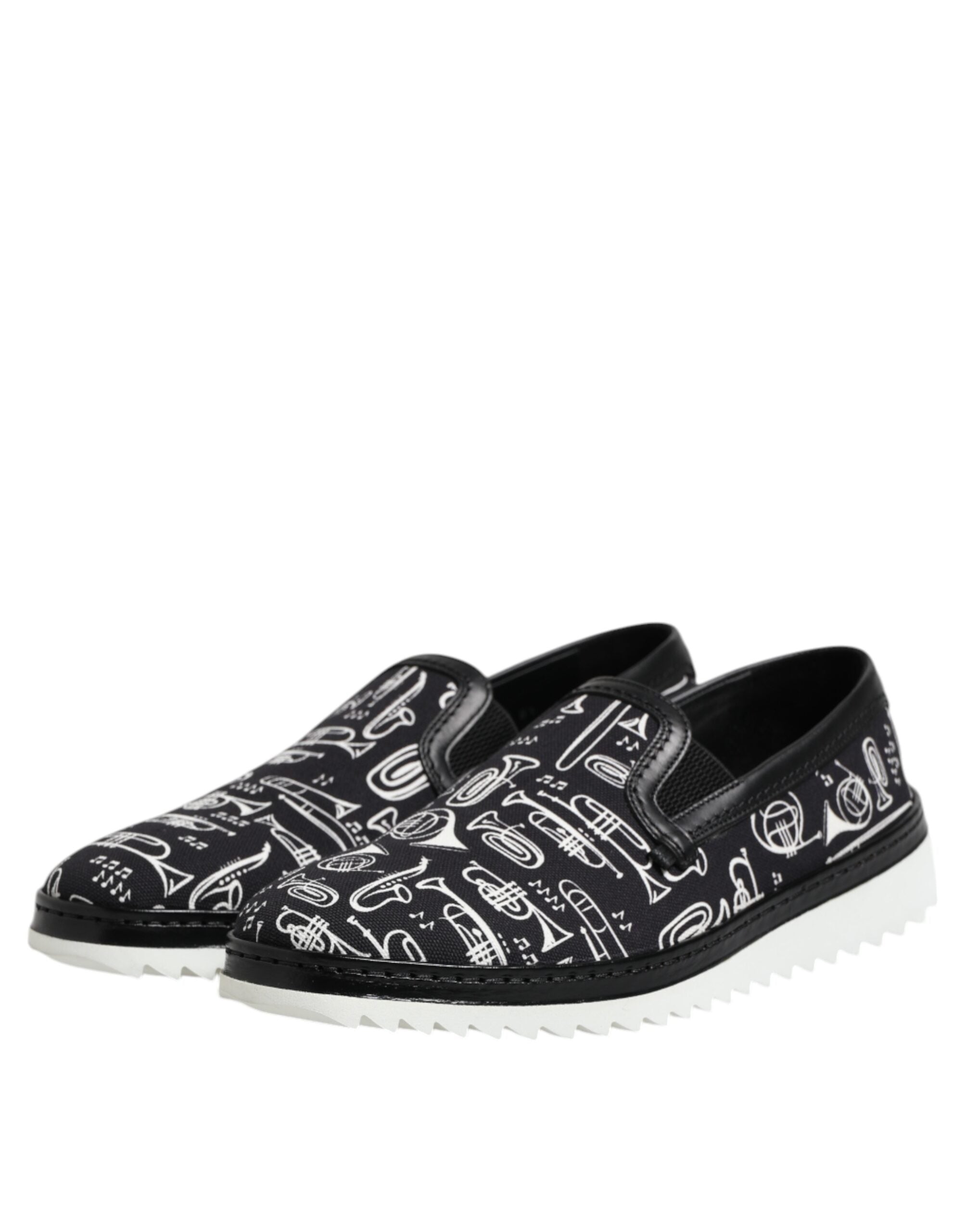 Dolce & Gabbana Schwarze bedruckte Herren-Slipper Loafer Schuhe