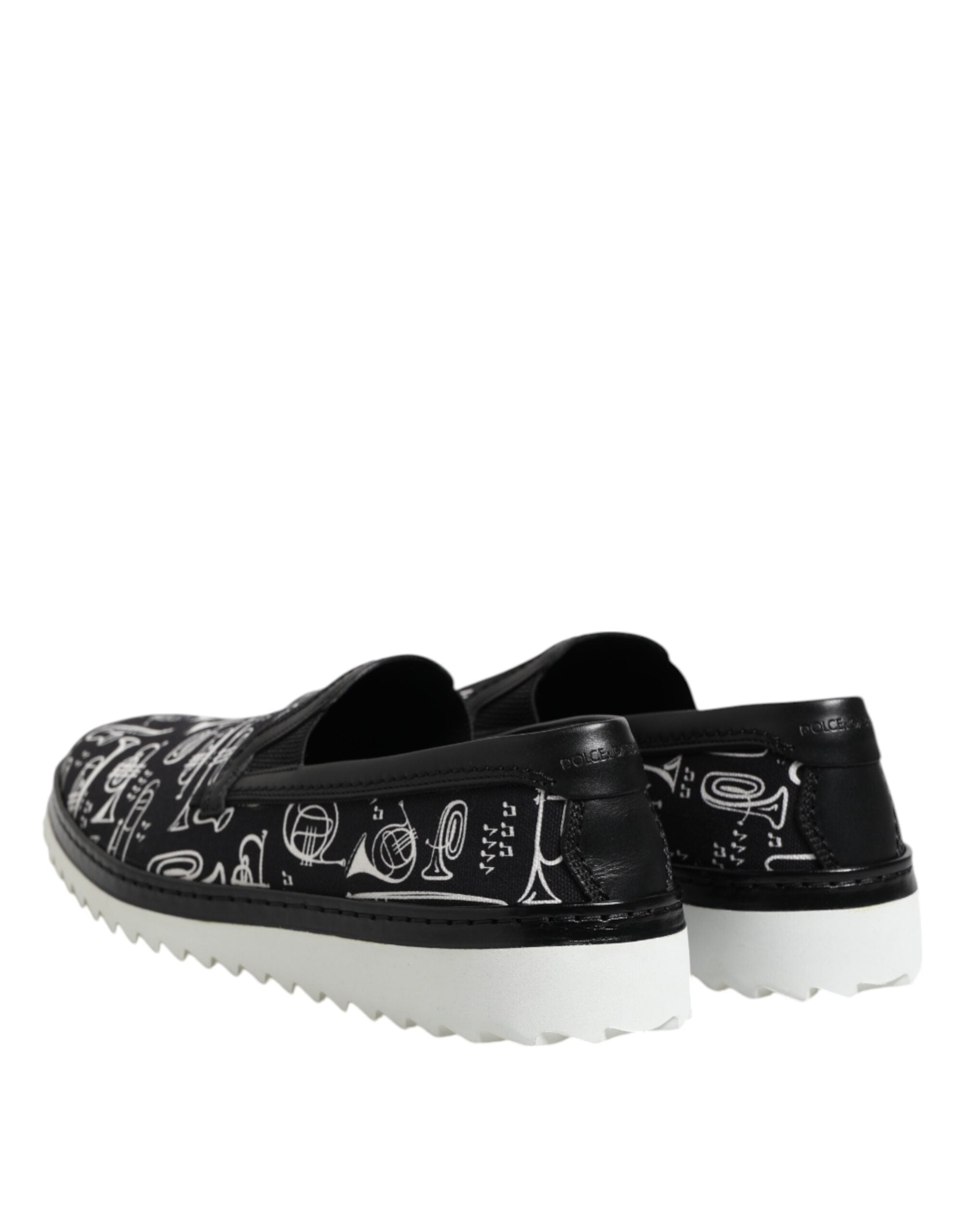 Dolce & Gabbana Schwarze bedruckte Herren-Slipper Loafer Schuhe