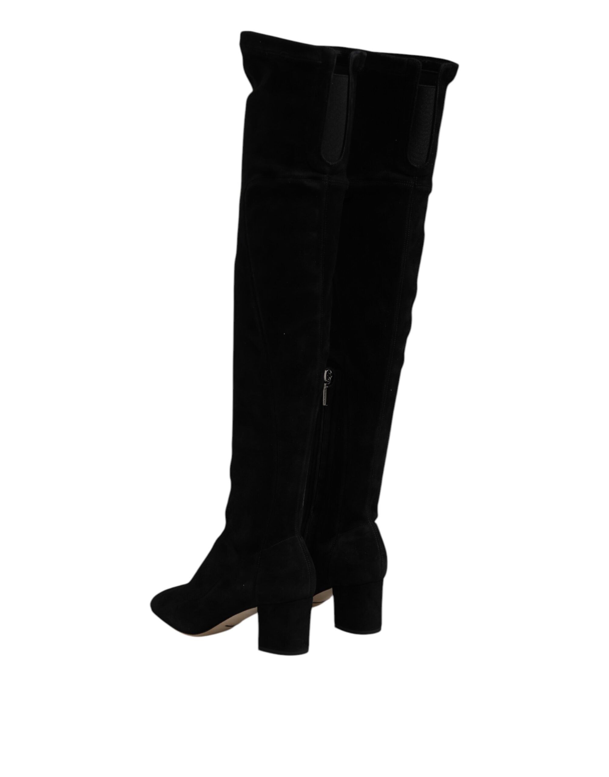 Dolce &amp; Gabbana – Kniehohe Stiefel aus schwarzem Wildleder