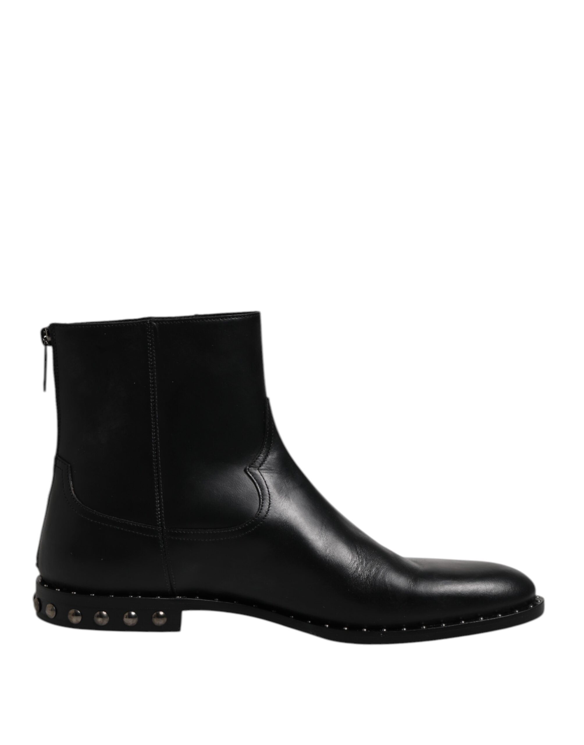 Dolce & Gabbana Zwartleren Enkellaarzen met Logo en Studs