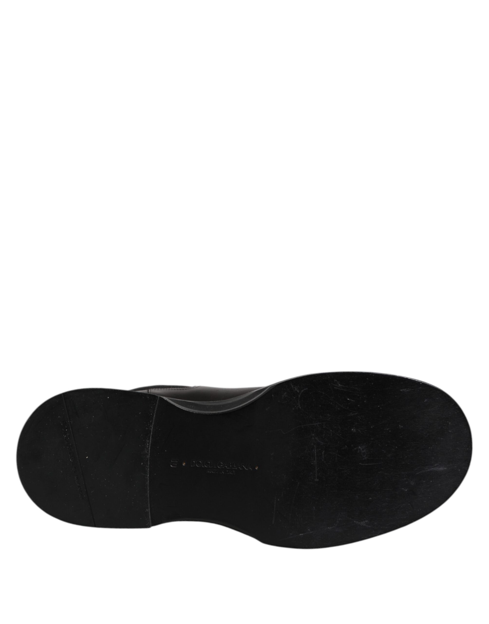 Dolce & Gabbana Schwarze kniehohe Stiefel aus Leder Flache Schuhe