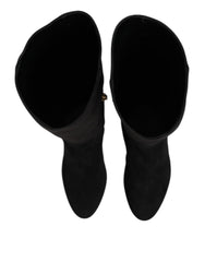 Dolce & Gabbana Zwarte Suède Leren Overkneelaarzen Schoenen