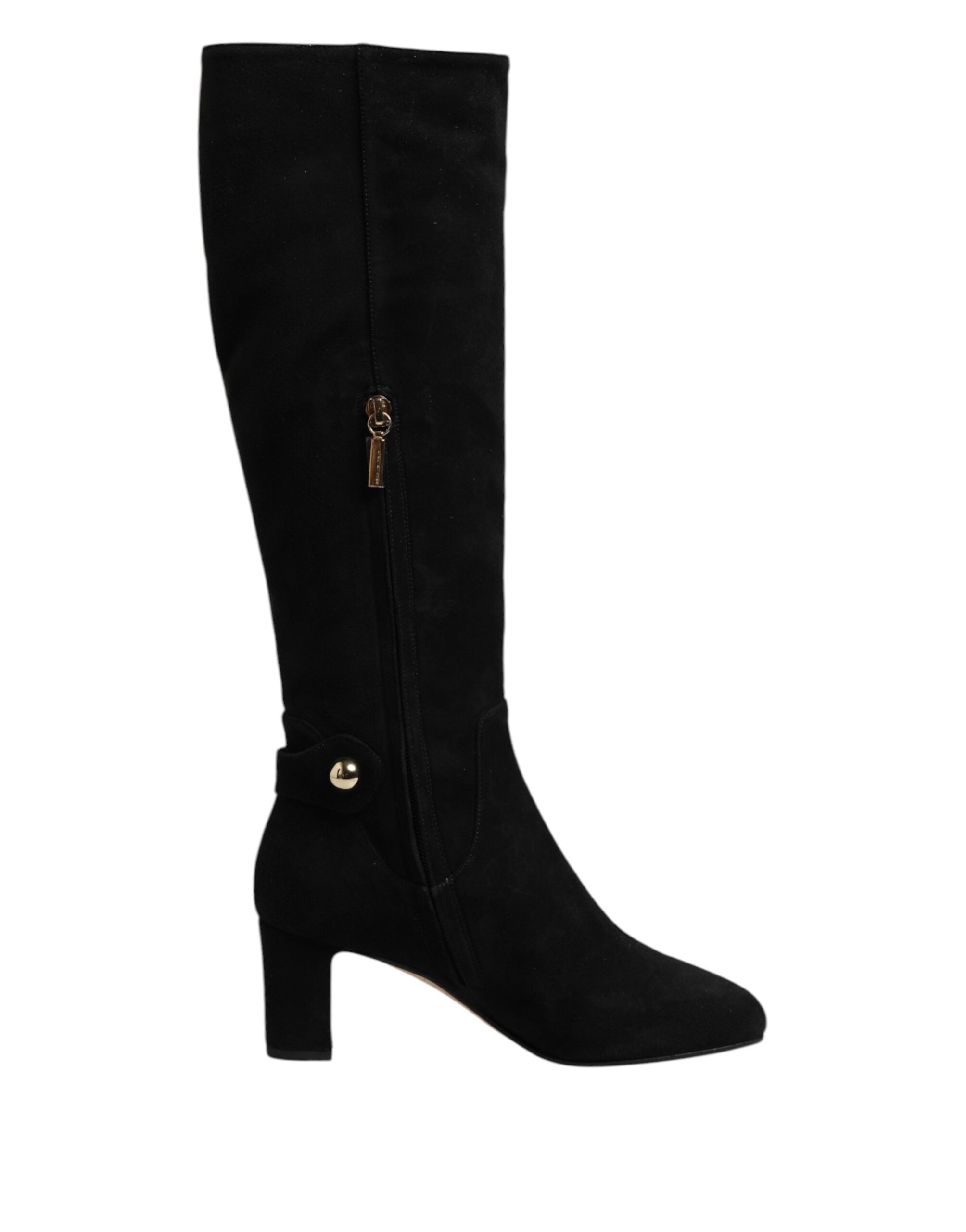 Dolce & Gabbana Zwarte Suède Leren Overkneelaarzen Schoenen