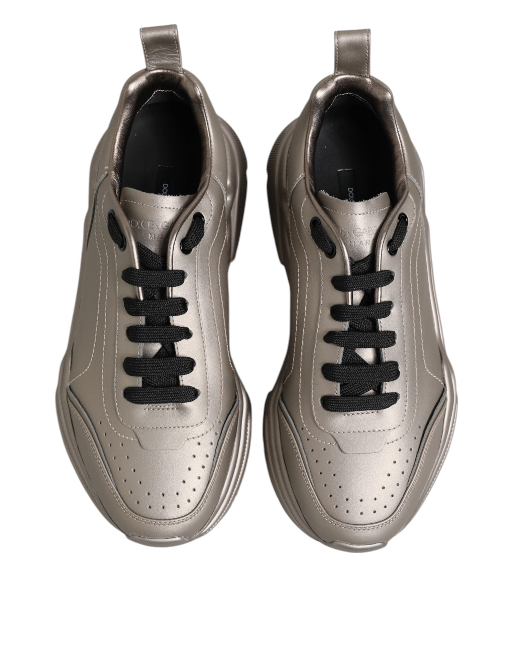 Dolce & Gabbana Silberne DAYMASTER Leder Herren Sneaker Schuhe