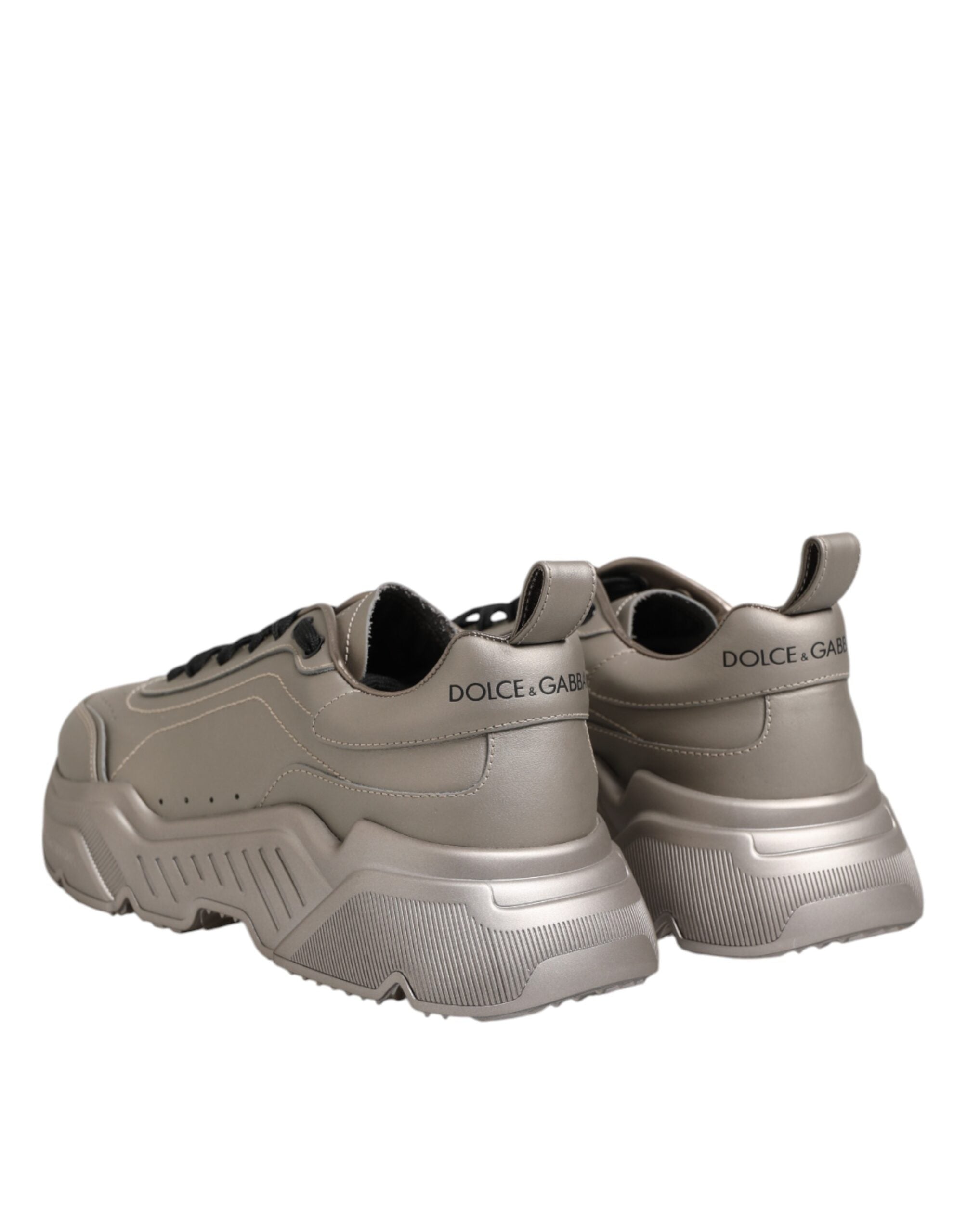 Dolce & Gabbana Silberne DAYMASTER Leder Herren Sneaker Schuhe