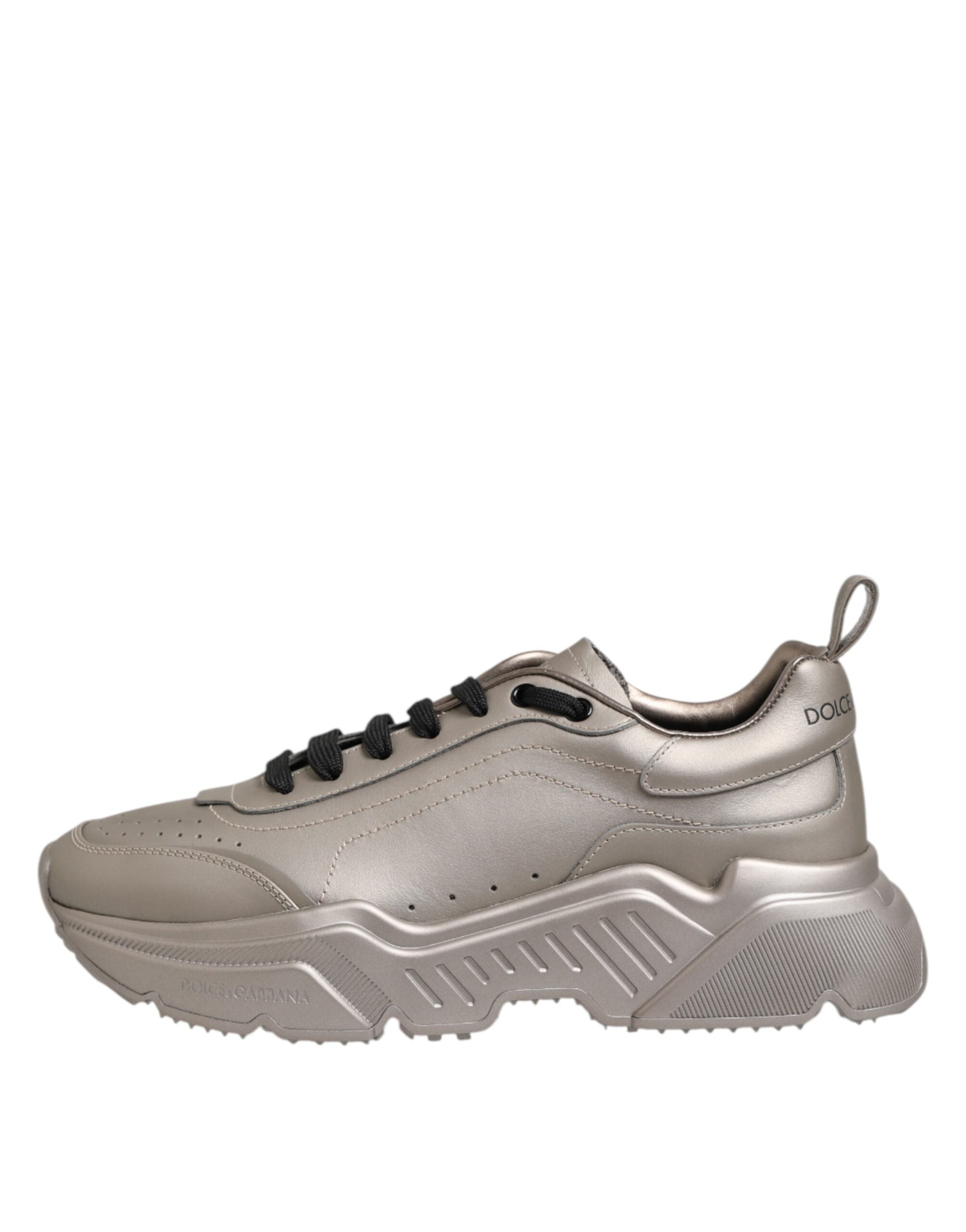 Dolce & Gabbana Silberne DAYMASTER Leder Herren Sneaker Schuhe