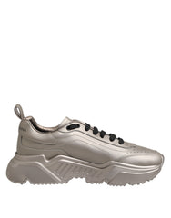 Dolce & Gabbana Silberne DAYMASTER Leder Herren Sneaker Schuhe