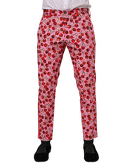 Dolce & Gabbana Pinkfarbene Baumwollhose mit Kirschdruck
