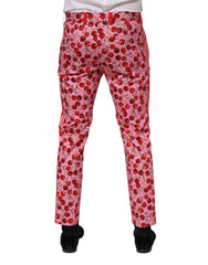 Dolce & Gabbana Pinkfarbene Baumwollhose mit Kirschdruck