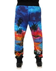 Dolce & Gabbana Blaue Jogginghose mit Hawaii-Print