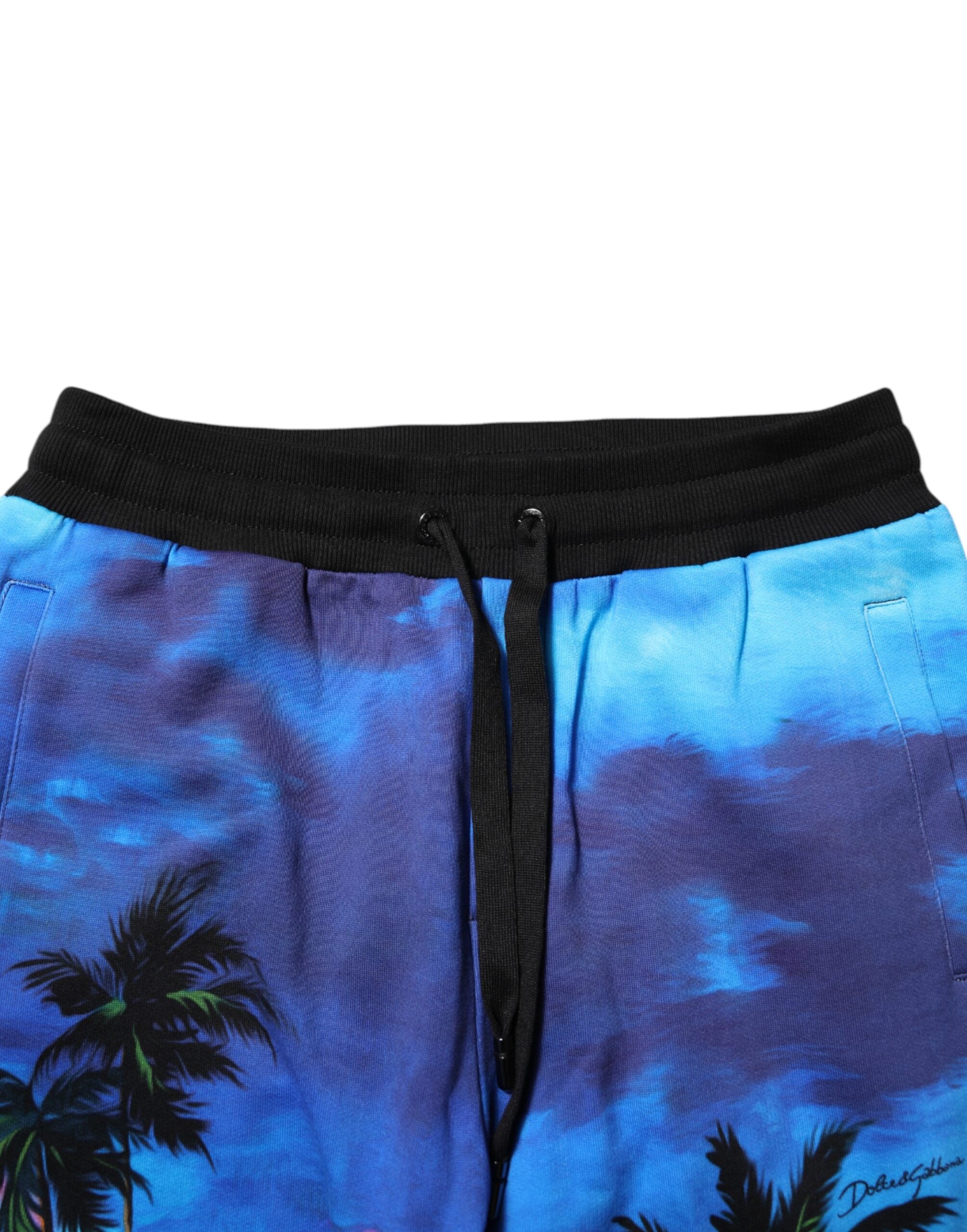 Dolce & Gabbana Blaue Jogginghose mit Hawaii-Print