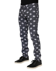 Dolce & Gabbana Dunkelgraue Logo Skinny Slim Jeans aus Baumwolle