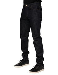 Dolce & Gabbana Donkerblauwe Katoenen Jeans Voor Heren Met Logoplaat