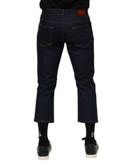 Dolce & Gabbana Dunkelblaue Baumwoll-Logo-Jeans für Herren mit schmaler Passform