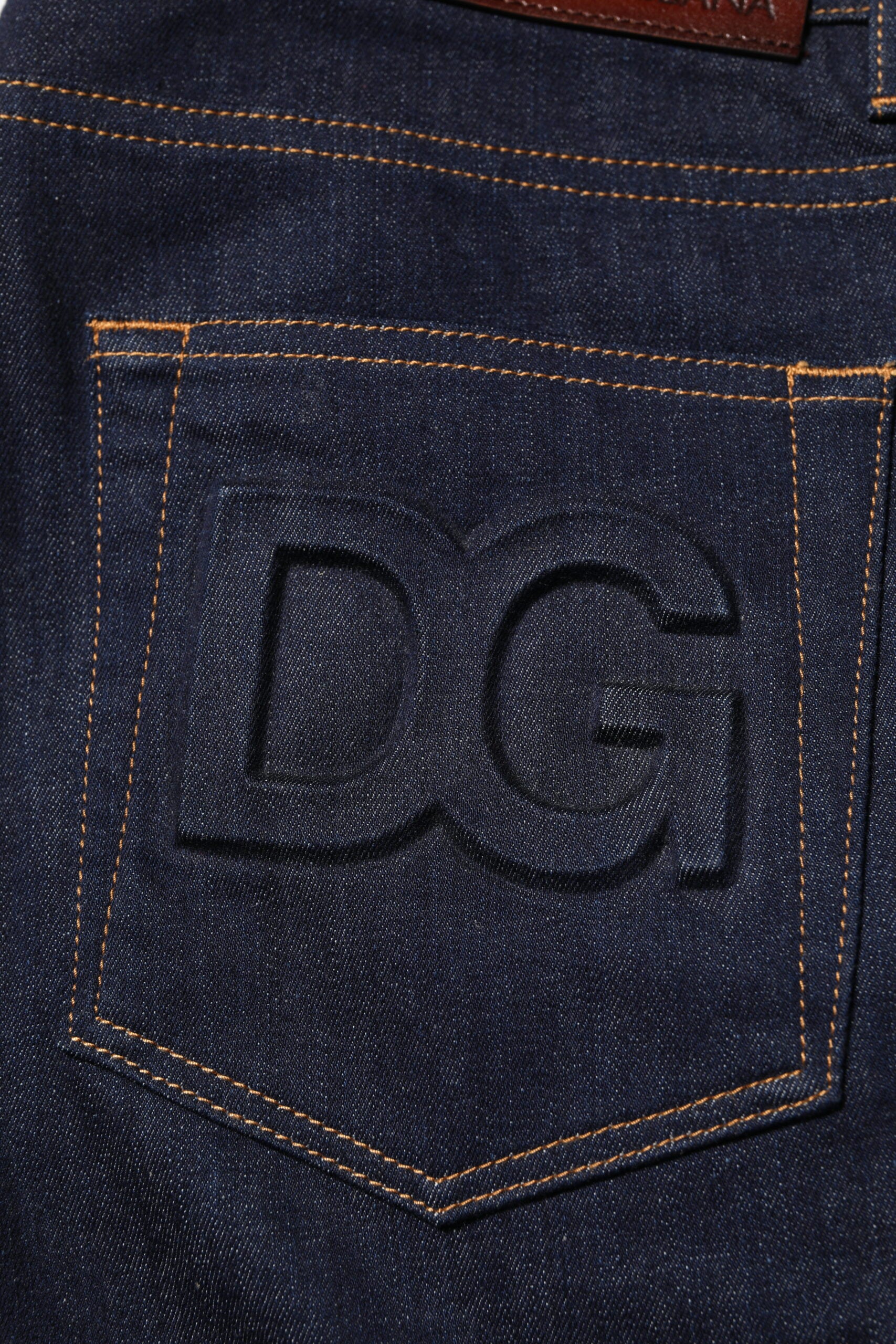 Dolce & Gabbana Dunkelblaue Baumwoll-Logo-Jeans für Herren mit schmaler Passform