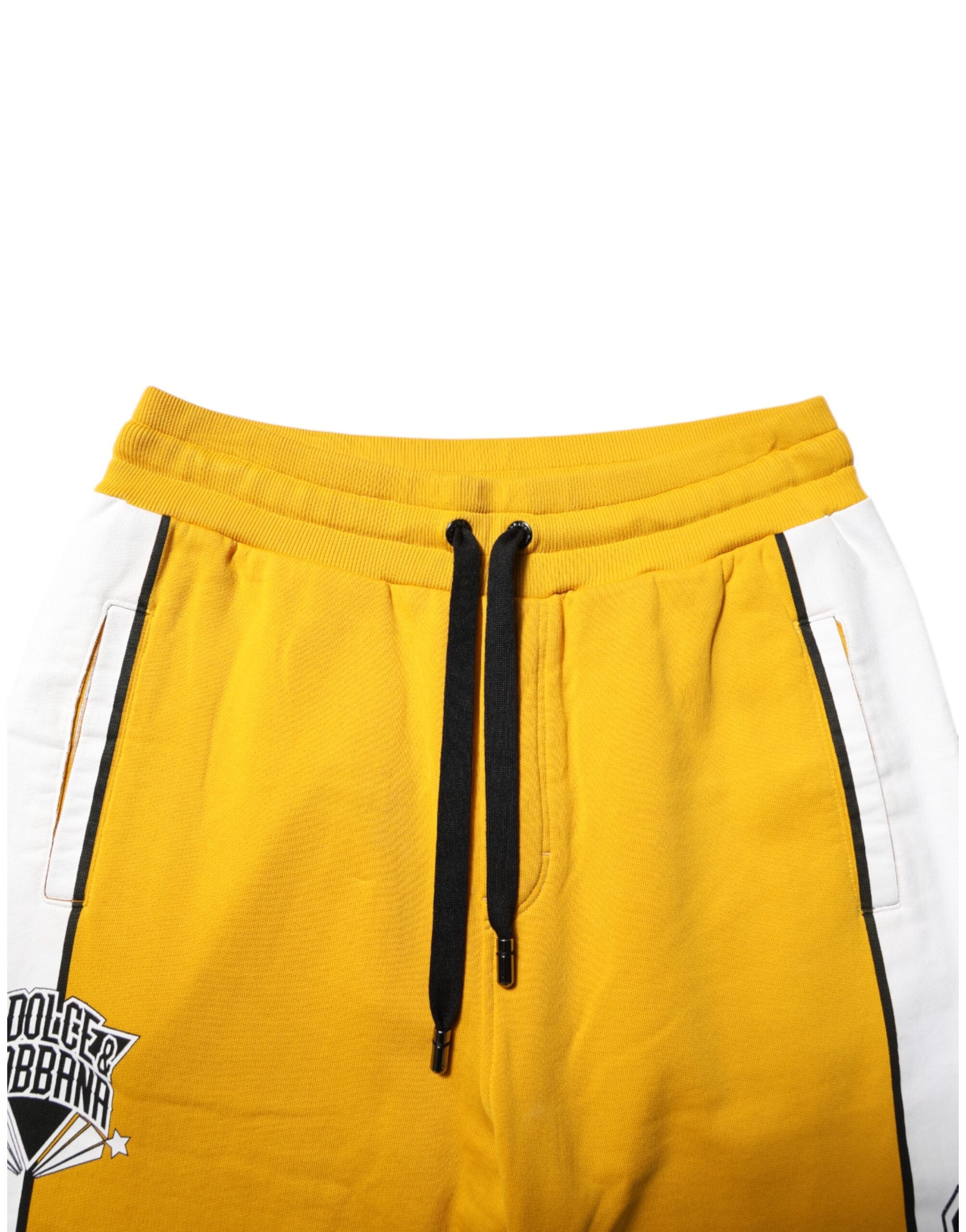 Dolce & Gabbana Gelbe Baumwoll-Jogginghose mit Kordelzug