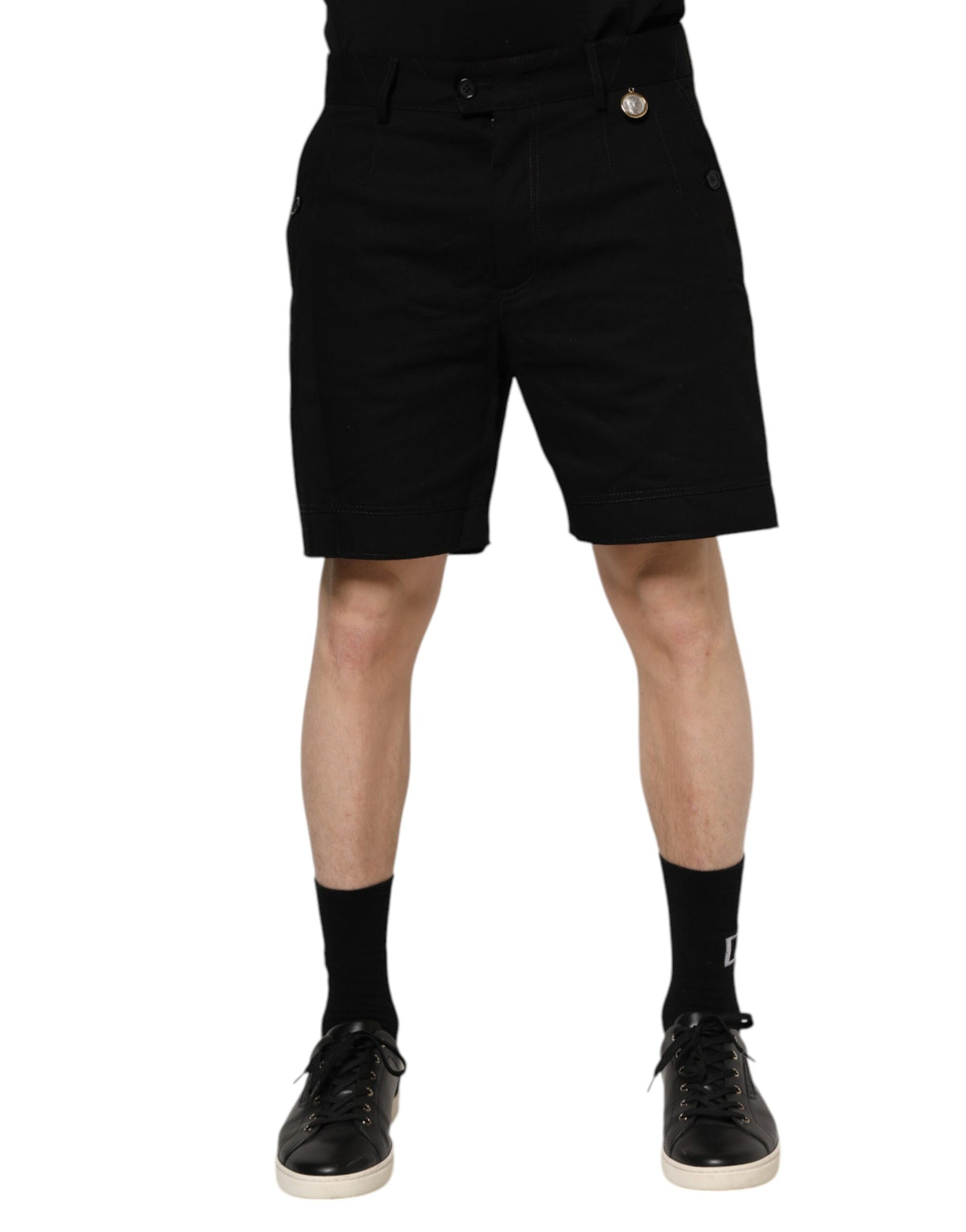 Dolce & Gabbana Schwarze knielange Herren-Bermuda-Shorts aus Baumwolle