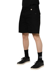 Dolce & Gabbana Schwarze knielange Herren-Bermuda-Shorts aus Baumwolle