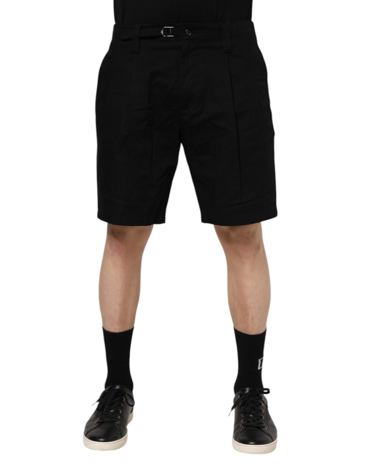 Dolce & Gabbana Schwarze Baumwoll-Bermudashorts für Herren, knielang
