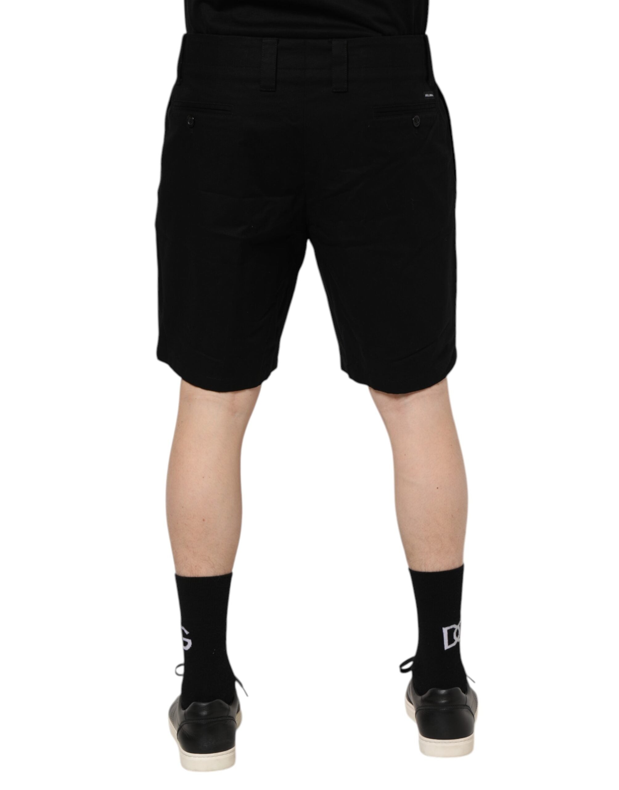 Dolce & Gabbana Schwarze Baumwoll-Bermudashorts für Herren, knielang