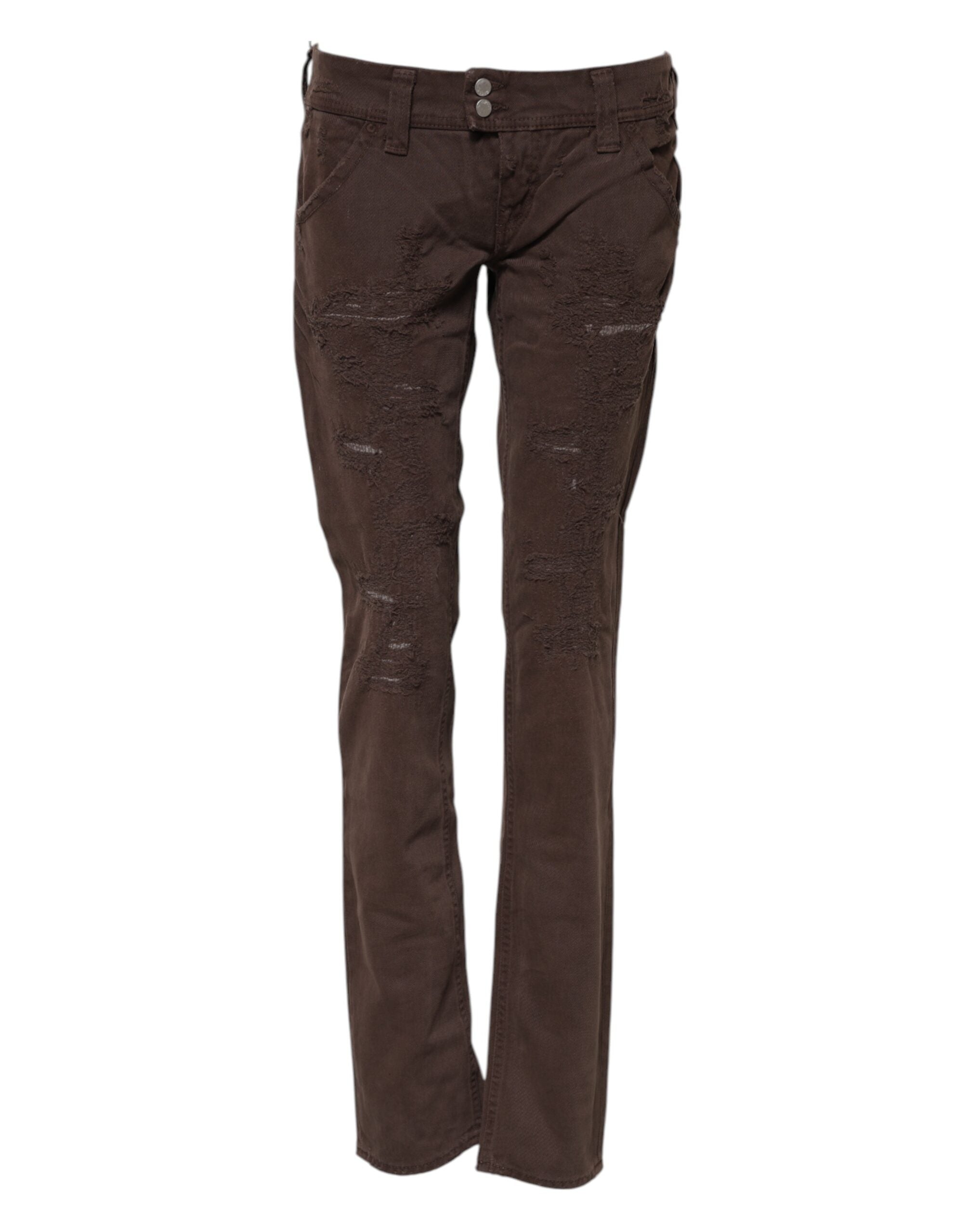 CYCLE Braune Baumwoll-Low-Waist Skinny Casual Jeans
