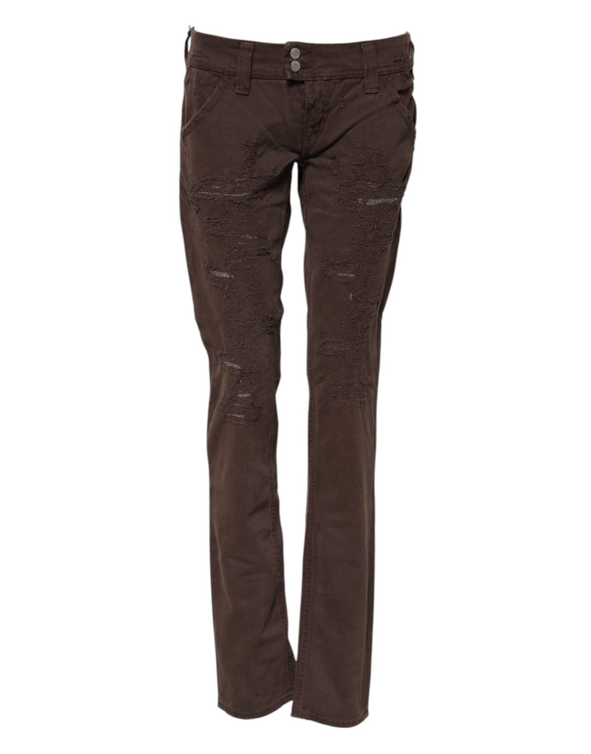 CYCLE Braune Baumwoll-Low-Waist Skinny Casual Jeans