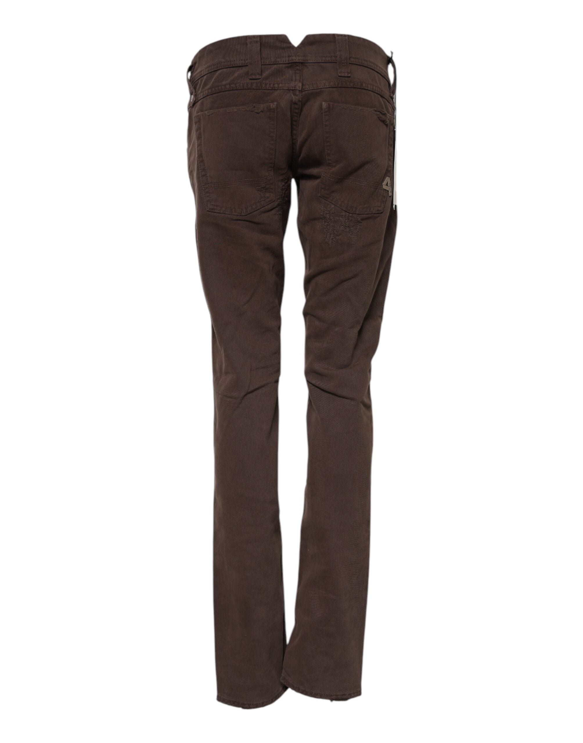 CYCLE Braune Baumwoll-Low-Waist Skinny Casual Jeans