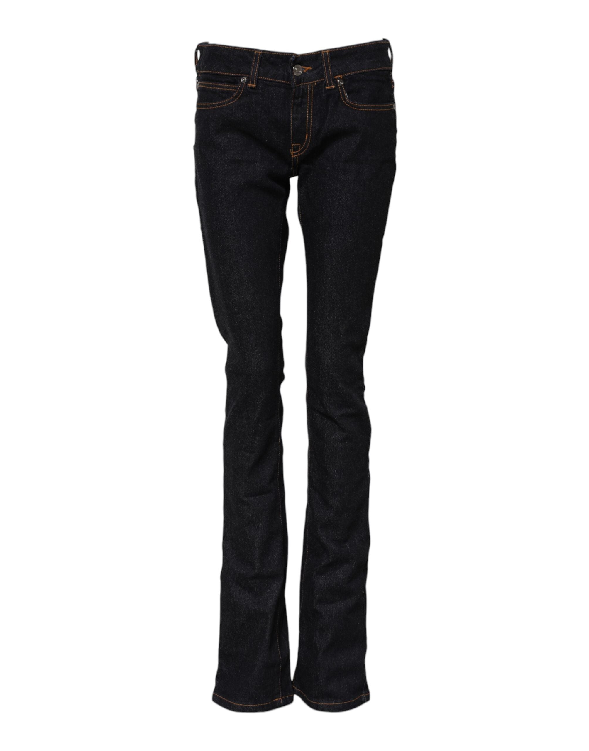GF Ferre Dunkelblaue Baumwoll-Mid-Waist-Skinny-Denim-Jeans
