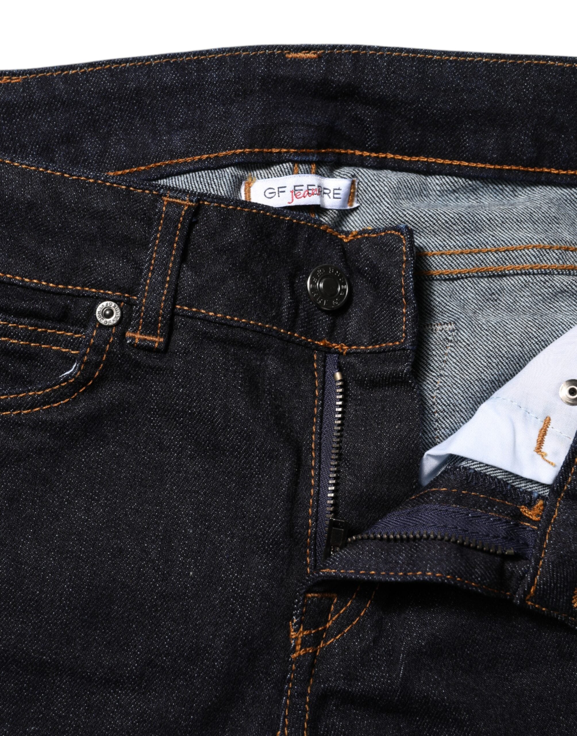 GF Ferre Dunkelblaue Baumwoll-Mid-Waist-Skinny-Denim-Jeans