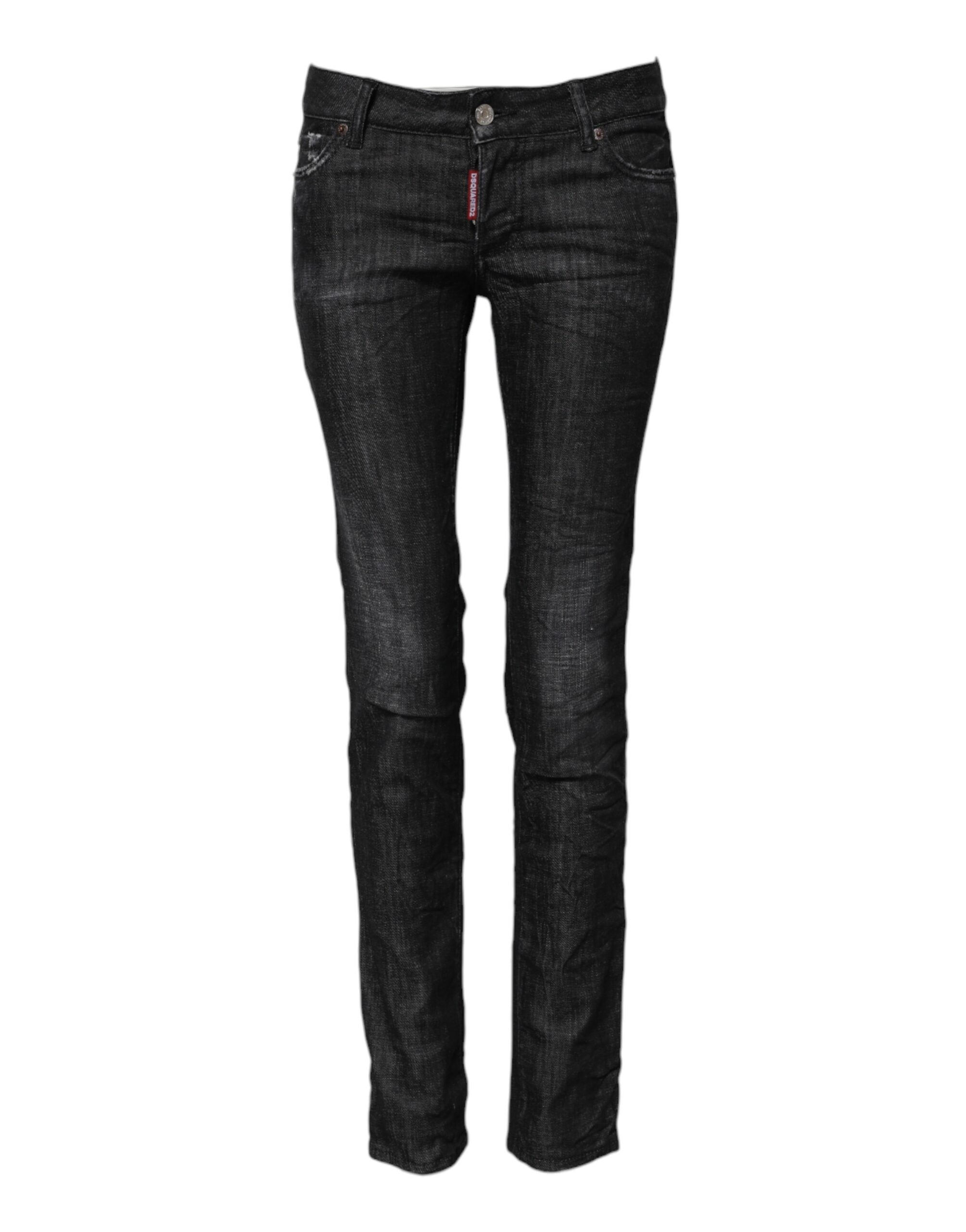 Dsquared² Schwarze Baumwoll-Low-Waist-Skinny-Jeans