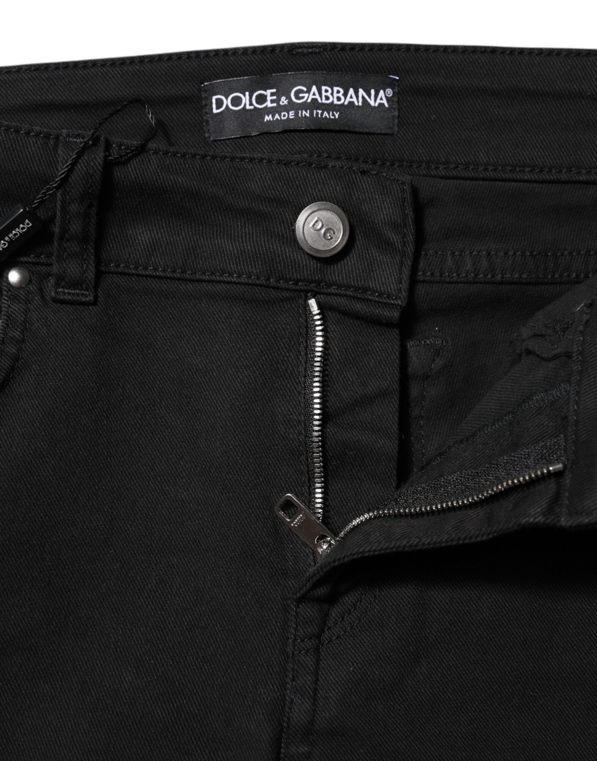 Dolce & Gabbana Schwarze Skinny Mid Waist Jeans aus Baumwolle