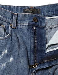 Dolce & Gabbana Blaue zerrissene High Waist Damen-Jeans