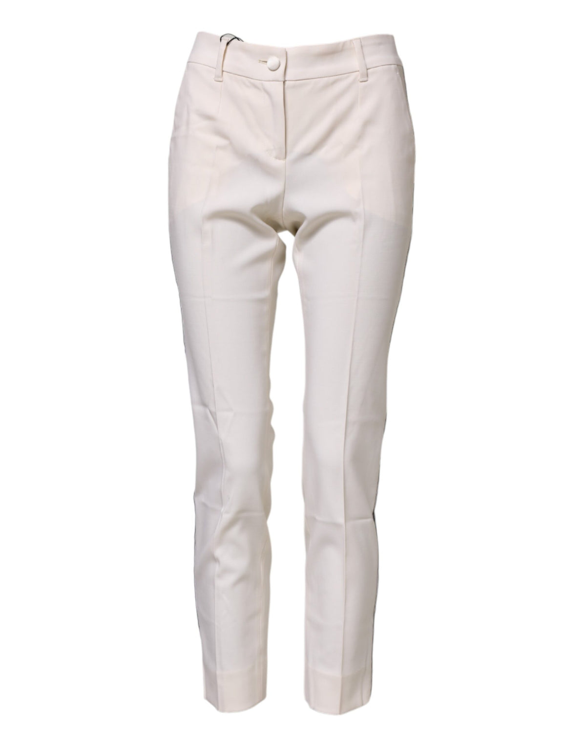 Dolce & Gabbana Weiße Hose aus Wolle mit hohem Bund und schmal zulaufendem Bein